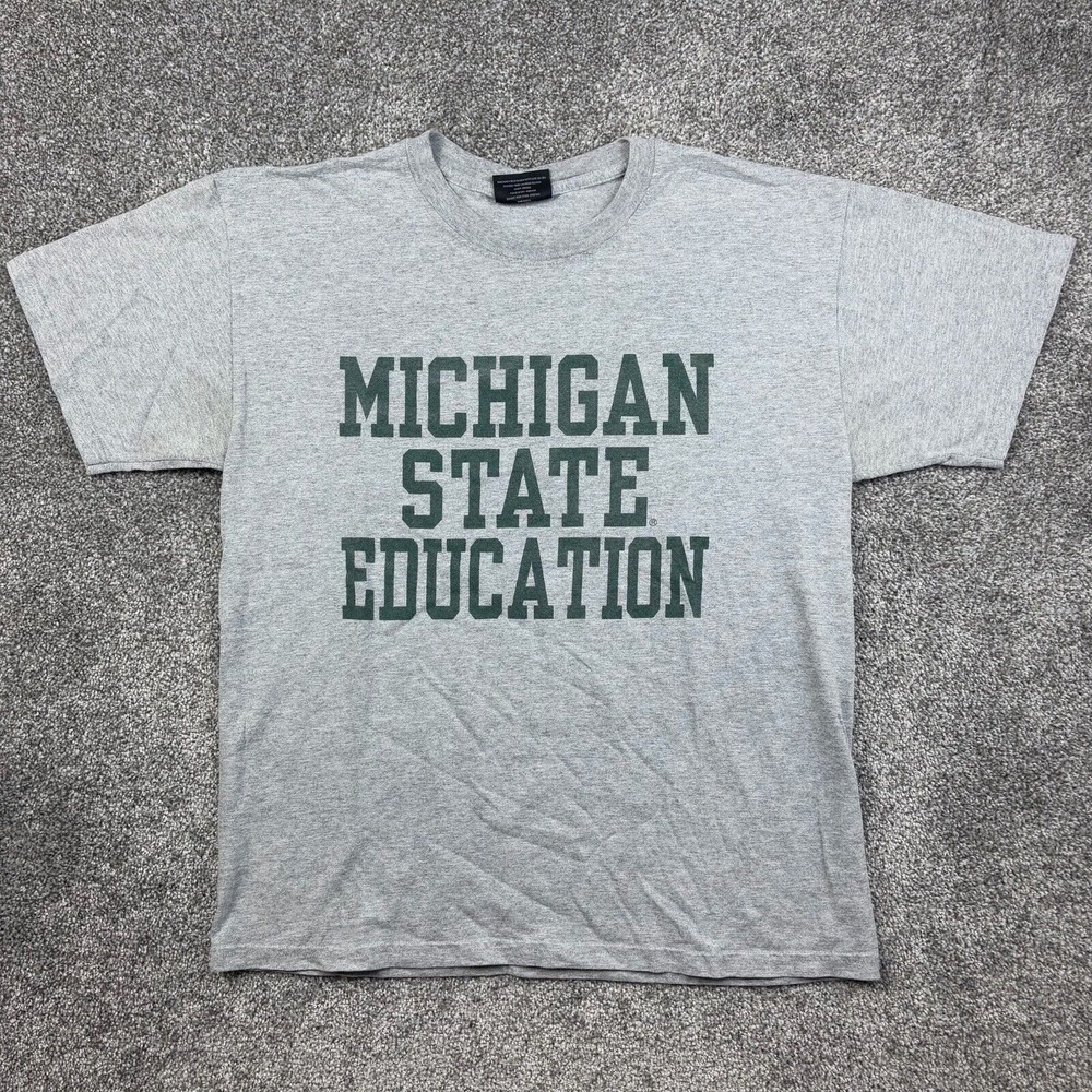 Vintage Y2K Michigan State Spartans Shirt Mens L‎ Gray College of Education MSU
